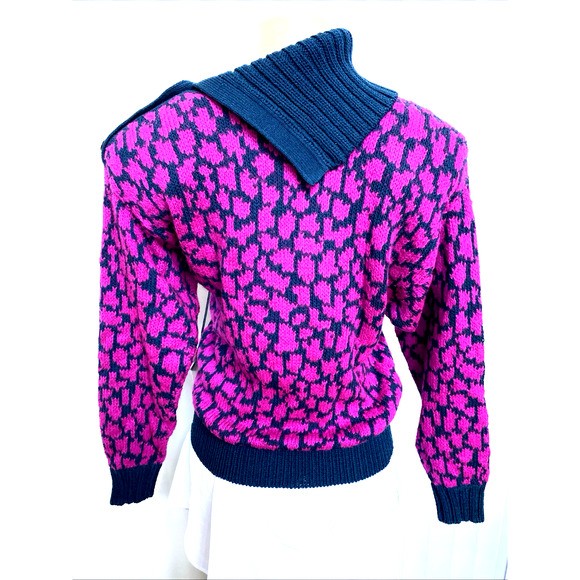 NWT Vintage St John Sweater Pullover Knit Wool Teal Fuchsia Purple Long … - Picture 5 of 9